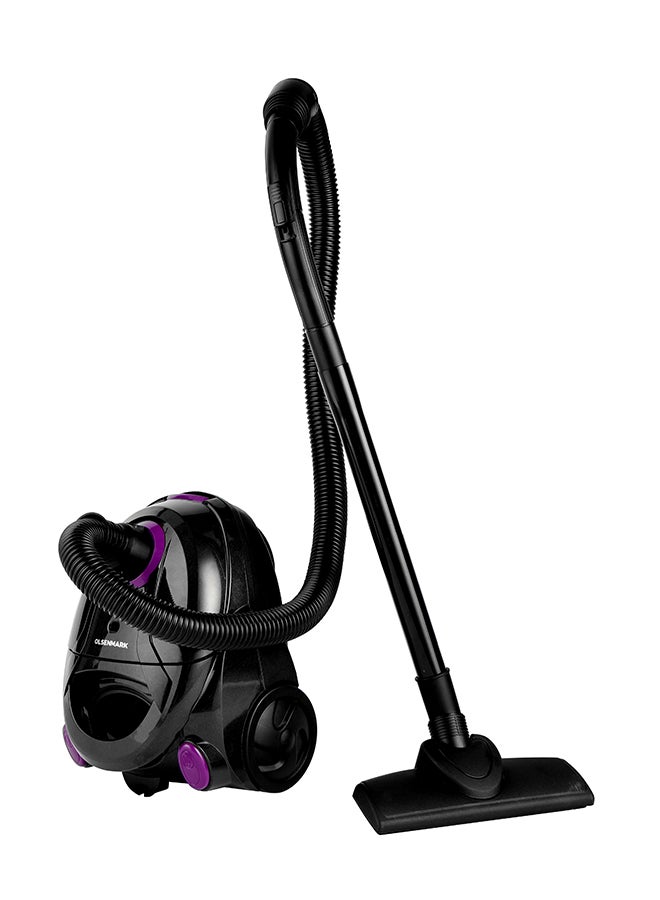 Olsenmark Vacuum Cleaner with Reusable Dust Bag, Powerful Suction, Dust Full Indicator, Flexible Hose with Airflow on Handle, Pedal Switch and Auto-Rewinding Wire 1.5 L 2200 W OMVC1782 Black/Purple - Image 1