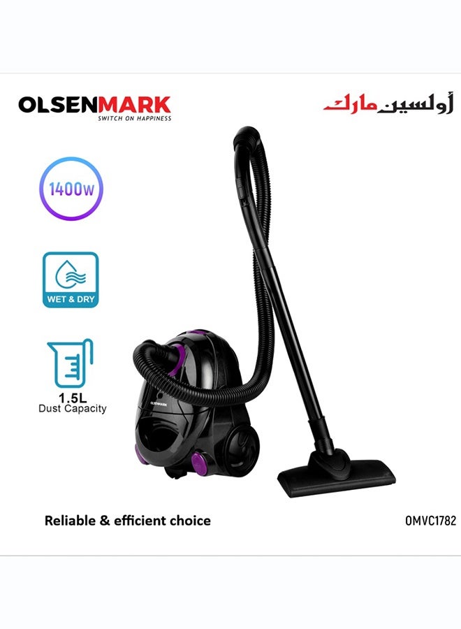 أولسنمارك مكنسة كهربائية 1.5 L 2200 W OMVC1782-1R1 أسود/بنفسجي - Image 1
