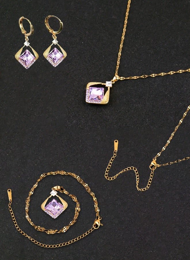 Hilyagems Luxury Crystal Pendant Set (Austrian Amethyst) - Image 1