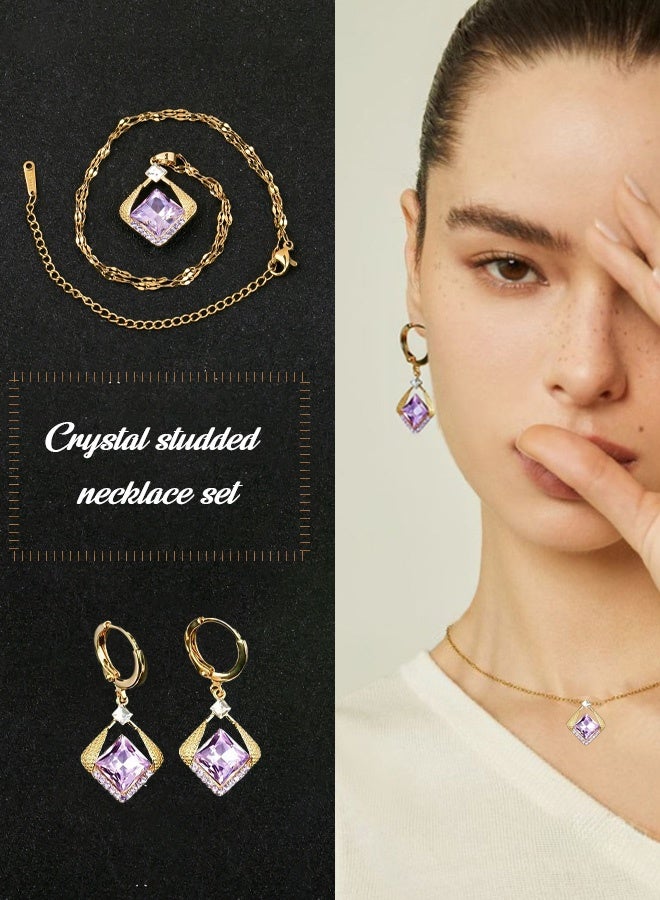 Hilyagems Luxury Crystal Pendant Set (Austrian Amethyst) - Image 2