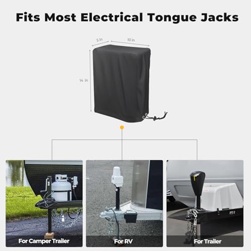 BougeRV Electric Tongue Jack Cover, BougeRV 600D Universal Trailer RV Electric Tongue Jack Protective Cover (Size 14″H x 5″W x 10″D) - Image 4