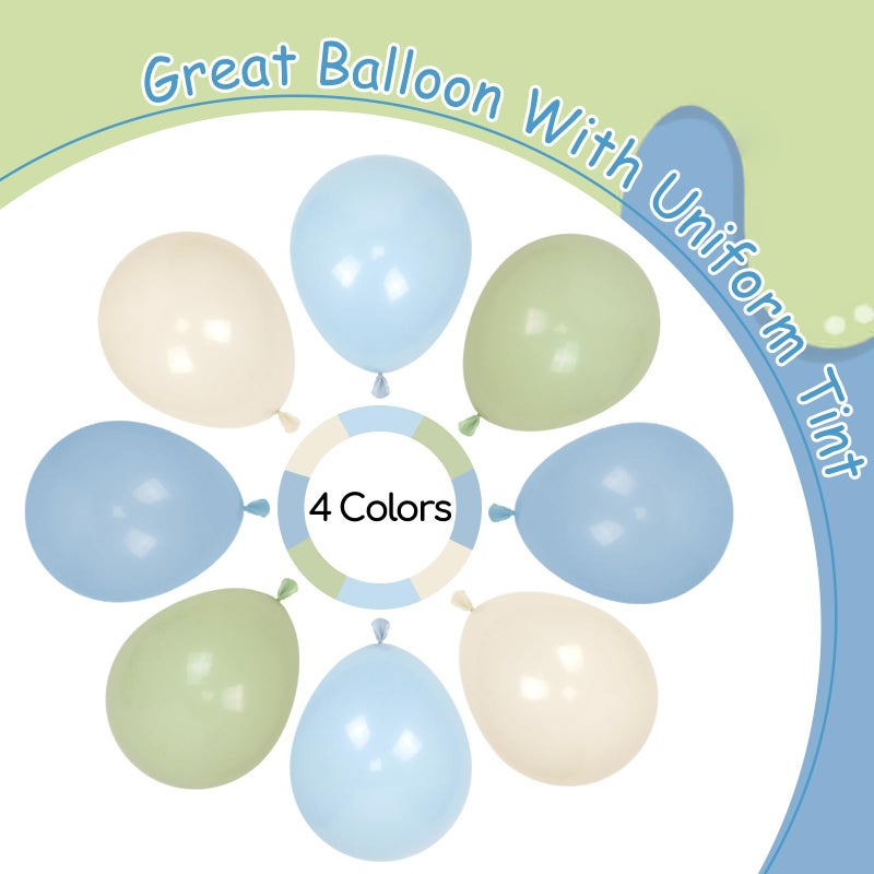 Leraqertra 60pcs Blue and Green Balloons 12inch with Dusty Pastel Blue Sage Green Sand White Balloons for Baby Shower Birthday Party Decorations - Image 4
