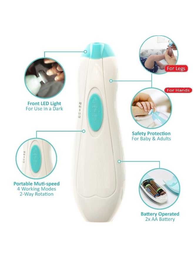 Jaybva Baby Nail File Electric Nail Trimmer - Jaybva Safe Baby Nail Clippers Cutter for Newborn Children Toddlers Kids with LED Light Blue and Green - Image 4