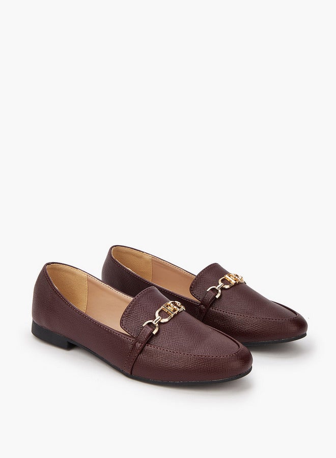 Flora Bella By Shoexpress Textured Chain Detail Slip-On Loafers - Image 2
