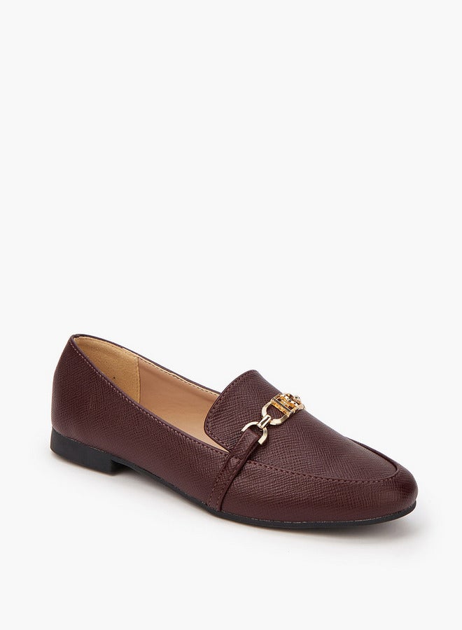 Flora Bella By Shoexpress Textured Chain Detail Slip-On Loafers - Image 3
