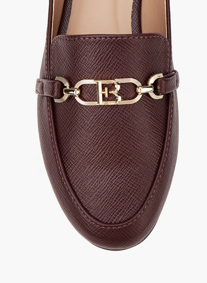 Flora Bella By Shoexpress Textured Chain Detail Slip-On Loafers - Image 4