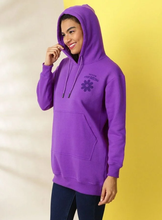 Freehand  Women Regular Fit Printed Hooded Neck Long Sleeve Overhead-Hooded Sweatshirt  | Best Price UAE