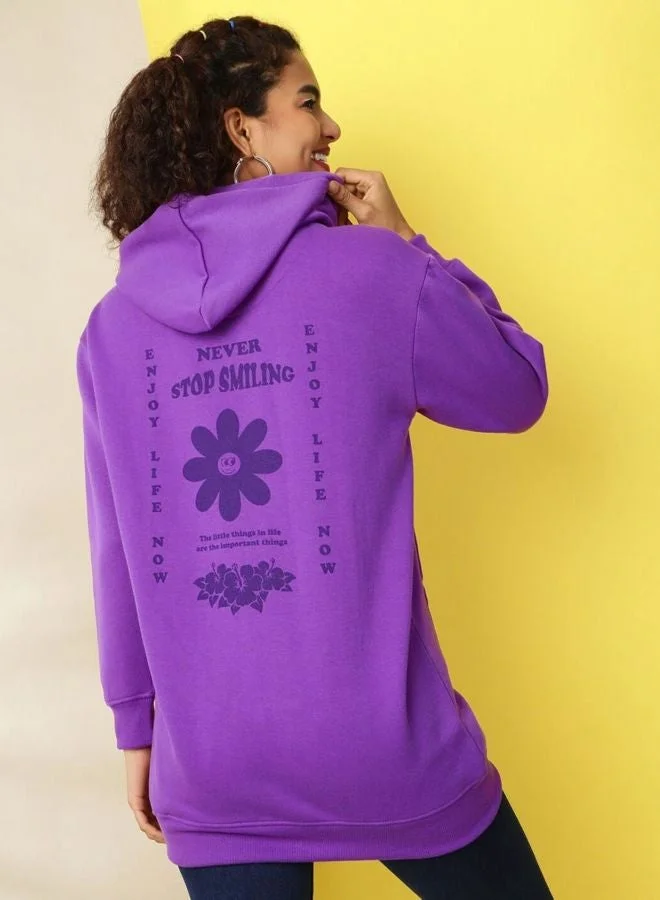 Freehand  Women Regular Fit Printed Hooded Neck Long Sleeve Overhead-Hooded Sweatshirt  | Best Price UAE