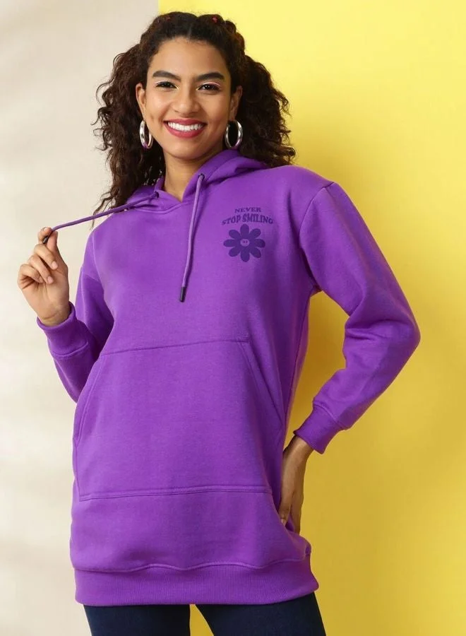 Freehand  Women Regular Fit Printed Hooded Neck Long Sleeve Overhead-Hooded Sweatshirt  | Best Price UAE