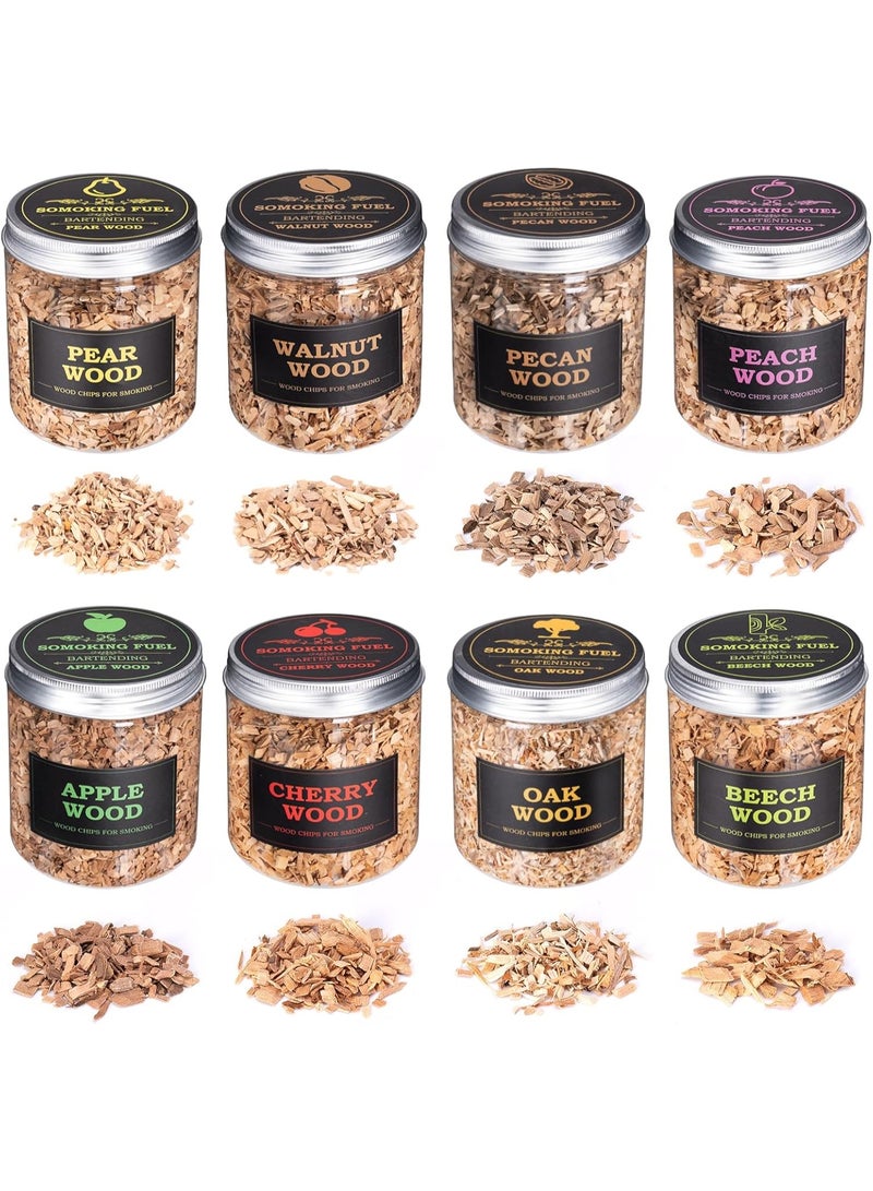 Smoky Crafts Smoking Wood Chips Smoker, 8 Flavors of Natural Wood Chips Including Cherry, Apple, Pecan, Pear, Walnut, Oak, Peach and Beech(8 Flavors)  - Image 2