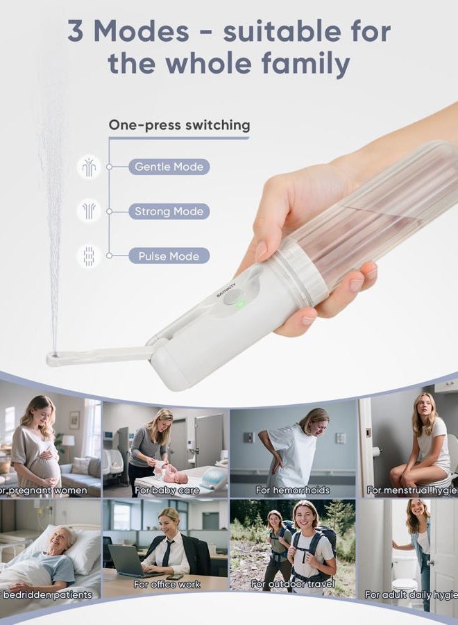 BATHKITY Portable Bidet for Travel, BATHKITY Multi- Bottle Compatible Handheld Bidet| USB-C Rechargeable| 3 Pressure Options| 180°Adjustable Nozzle| IPX6 Waterproof| Personal Hygiene Cleaning - Image 2