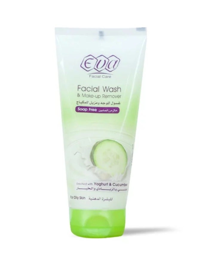إيفا غسول وجه  و مزيل مكياج  بالزبادي والخيار للبشرة الدهنية من ايفا - 150مل - Image 1