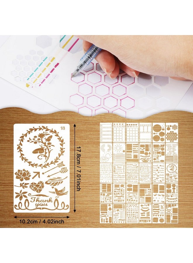 MWOOT 30 Pieces Mixed Bullet Journal Stencil Kit Letter Drawing Painting Alphabet Reusable Accessory For Diy Planner Scrapbooking Wall Decor (17.8 X 10.2 Cm) - Image 3