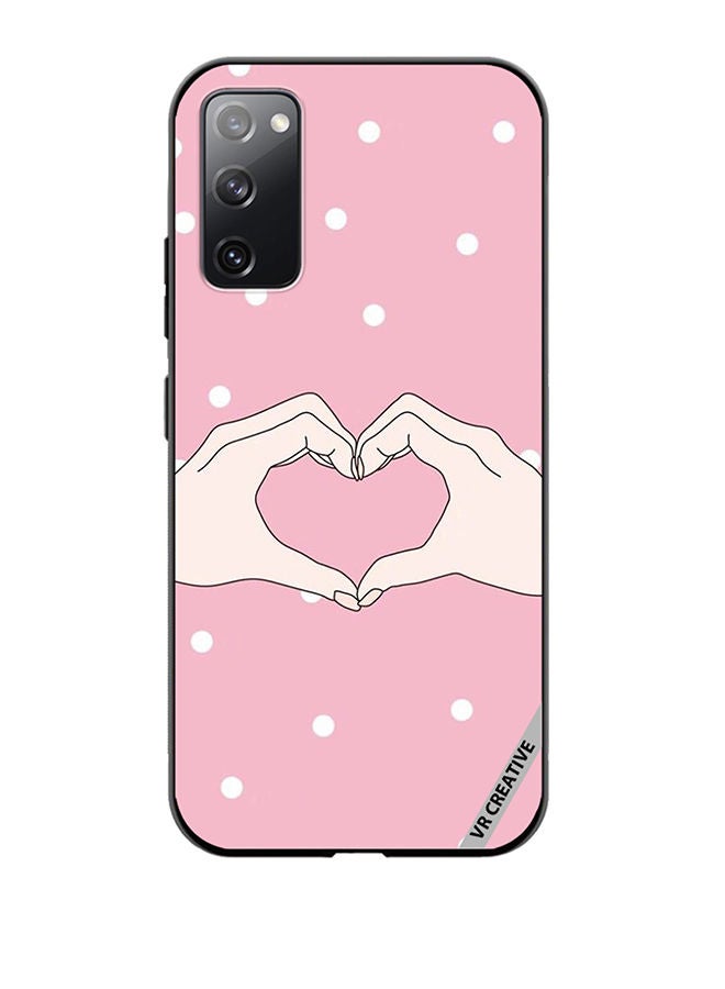 VR CREATIVE Protective Case Cover For Samsung Galaxy S20 FE 5G Hand Made Heart Pink Design Multicolour - Image 1
