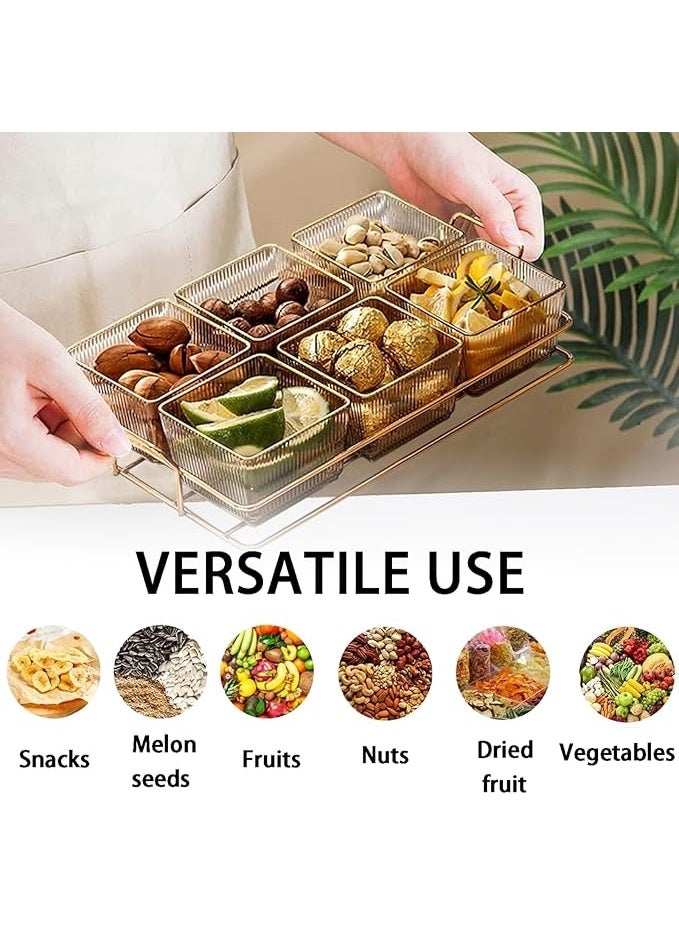 DUNISO Snack Serving Platter Set，Multifunctional Party Dried Fruit Platter with Lid，6 Split Snack Bowls, Fruit Bowls With Lids And Trays,Beautiful and Easy to Clean，Used For Fruit Desserts, Appetizers, Nuts, Snacks, Candies - Image 2