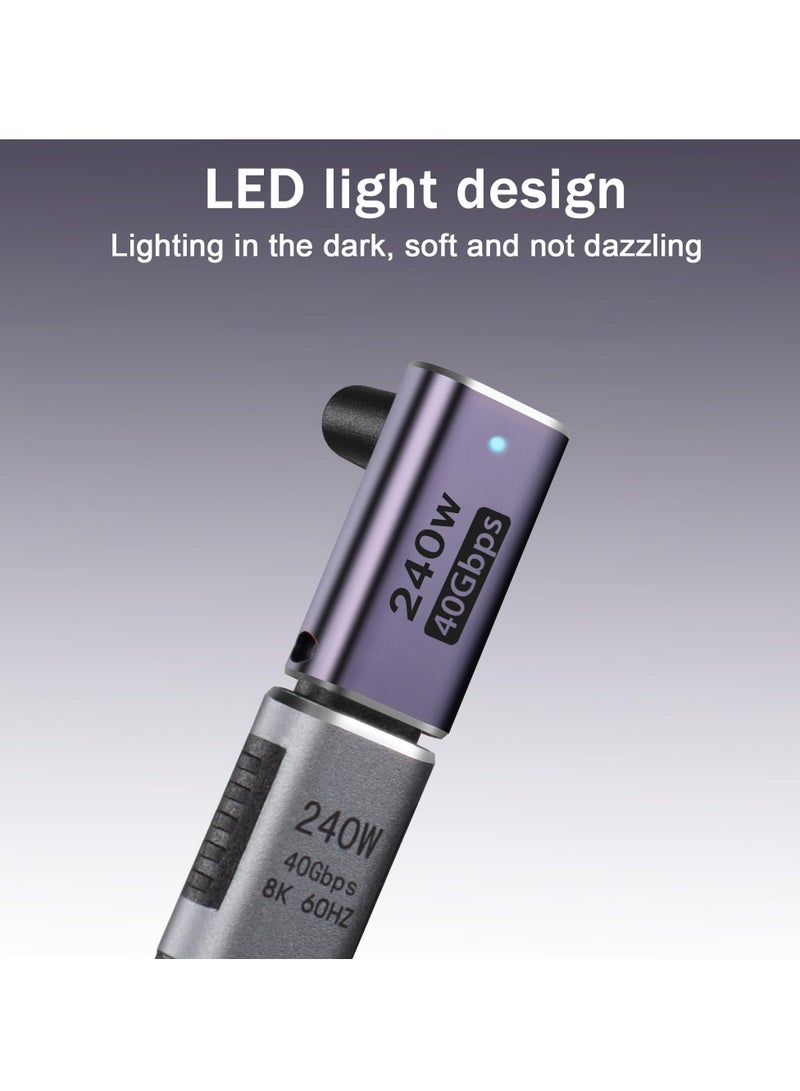 KASTWAVE 2Pack USB C Coupler 240W, USB C Female to Female Adapter, 90 Degree USB C Coupler Extender Adapter Supports 40Gbps Fast Charging & 8K Video Output for Thunderbolt 4/3 iPad, MacBook - Image 2