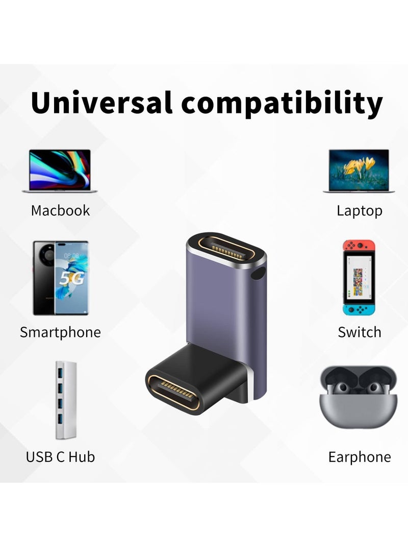 KASTWAVE 2Pack USB C Coupler 240W, USB C Female to Female Adapter, 90 Degree USB C Coupler Extender Adapter Supports 40Gbps Fast Charging & 8K Video Output for Thunderbolt 4/3 iPad, MacBook - Image 4