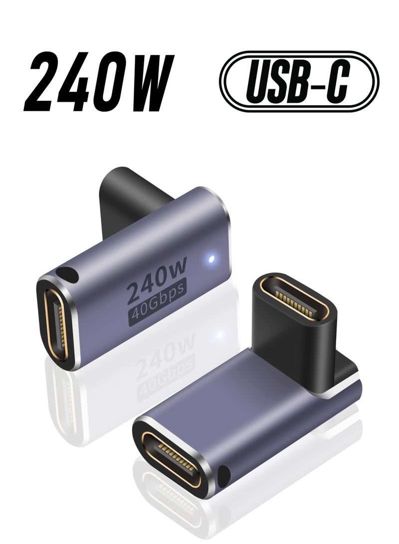 KASTWAVE 2Pack USB C Coupler 240W, USB C Female to Female Adapter, 90 Degree USB C Coupler Extender Adapter Supports 40Gbps Fast Charging & 8K Video Output for Thunderbolt 4/3 iPad, MacBook - Image 1