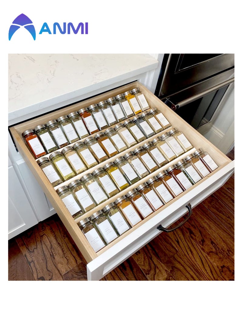 Anmi - Spice Organizer, 8 Pcs Clear Acrylic Kitchen Spice Rack Tray for Drawer/Countertop (Jars not included) - Image 1