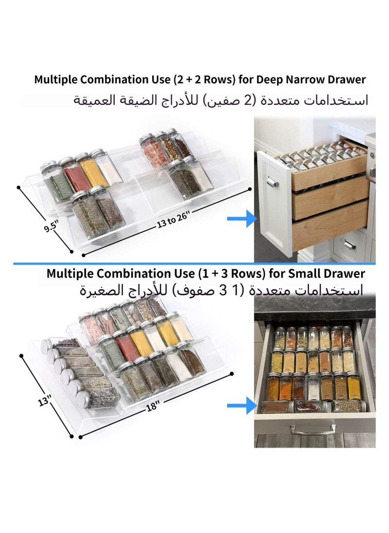 Anmi - Spice Organizer, 8 Pcs Clear Acrylic Kitchen Spice Rack Tray for Drawer/Countertop (Jars not included) - Image 1