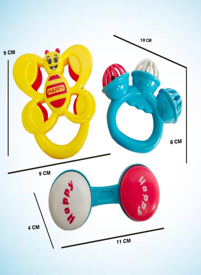 ROSEFAIR Plastic Colorful Grab Rattles Toys for New Born Baby & Infants, Early Age Toys for Kids, Infant Toys, Newborn Baby Gift Toys (3 Pcs-1) - Image 5
