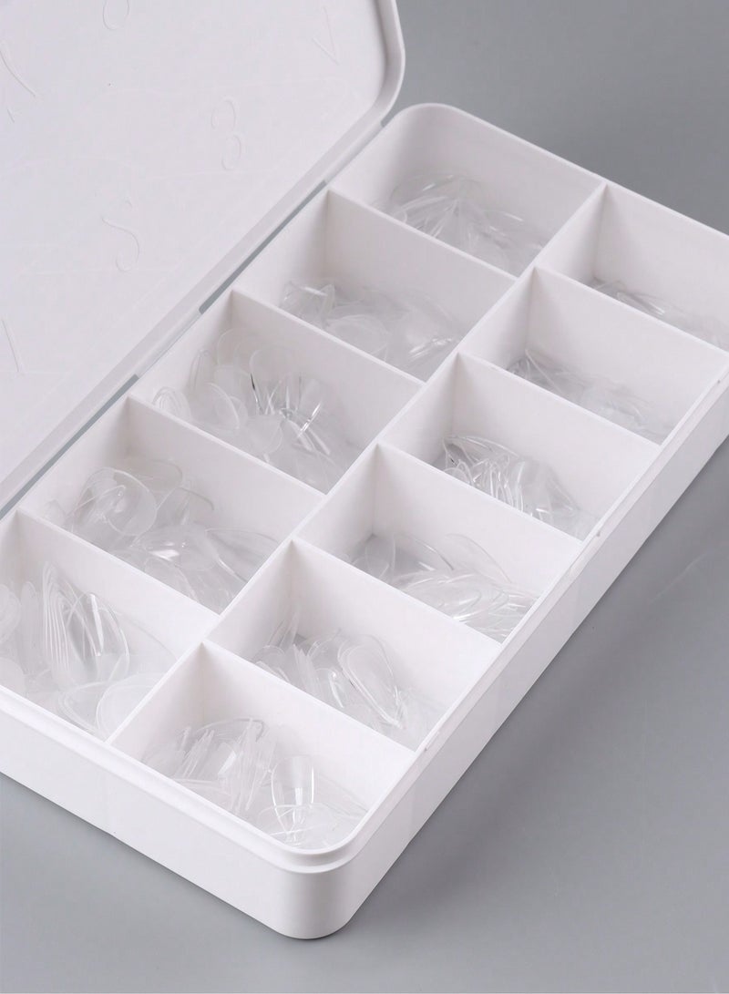 550pcs Short Almond Soft Gel Nail Tips - Semi-Frosted Transparent Press-On Nails for DIY & Salon, Easy to Use with UV Gel, French Design Artificial Nails, 12 Sizes with Storage Box, Nail Extension, Short Almond - Image 3