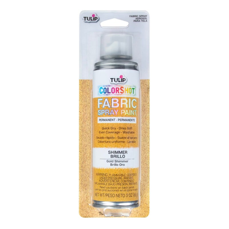 Tulip ColorShot Instant Fabric Spray Paint, Permanent Color Spray-On Fabric Paint, 3oz, Gold Shimmer - Image 1