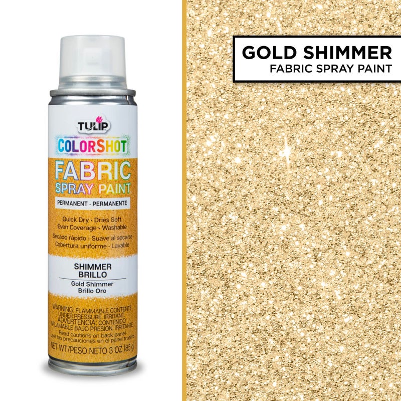 Tulip ColorShot Instant Fabric Spray Paint, Permanent Color Spray-On Fabric Paint, 3oz, Gold Shimmer - Image 2