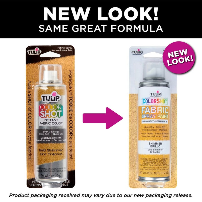 Tulip ColorShot Instant Fabric Spray Paint, Permanent Color Spray-On Fabric Paint, 3oz, Gold Shimmer - Image 4