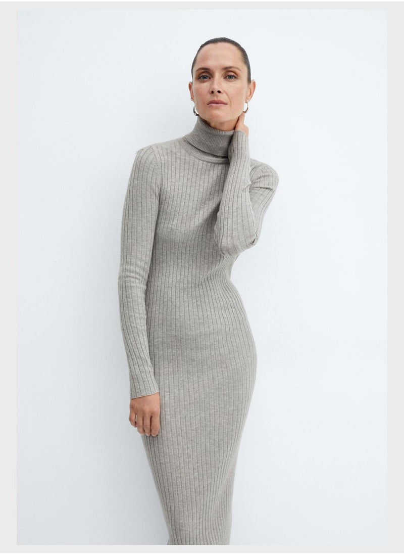 MANGO - Turtle Neck Ribbed Dress - Image 1