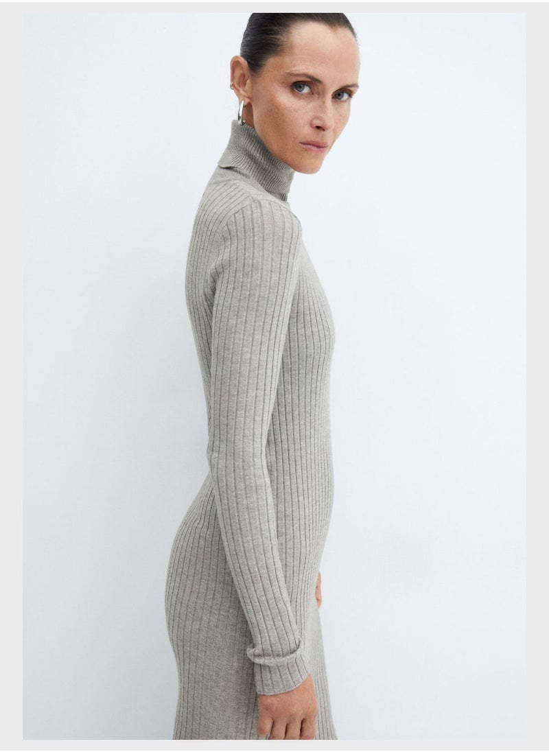 MANGO - Turtle Neck Ribbed Dress - Image 1