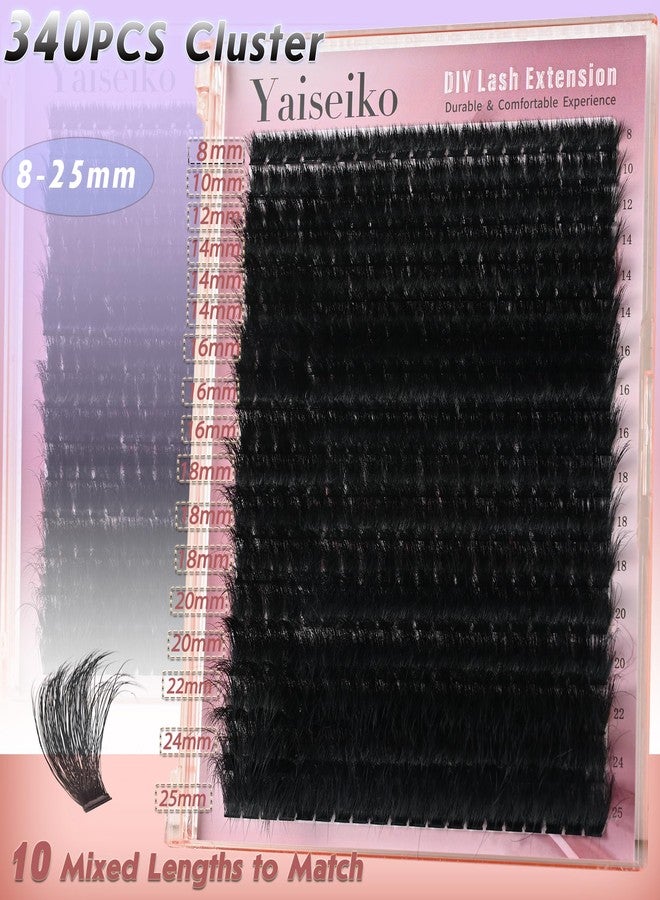 Yaiseiko Full Volume Lash Clusters 300D 8-25mm Thick Cluster Eyelash Extensions 340Pcs Wispy 3D Individual Lashes Waterproof Mega Eyelash Clusters Soft False Eyelashes Big Pack, by Yaiseiko - Image 4