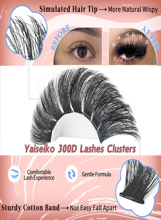 Yaiseiko Full Volume Lash Clusters 300D 8-25mm Thick Cluster Eyelash Extensions 340Pcs Wispy 3D Individual Lashes Waterproof Mega Eyelash Clusters Soft False Eyelashes Big Pack, by Yaiseiko - Image 5
