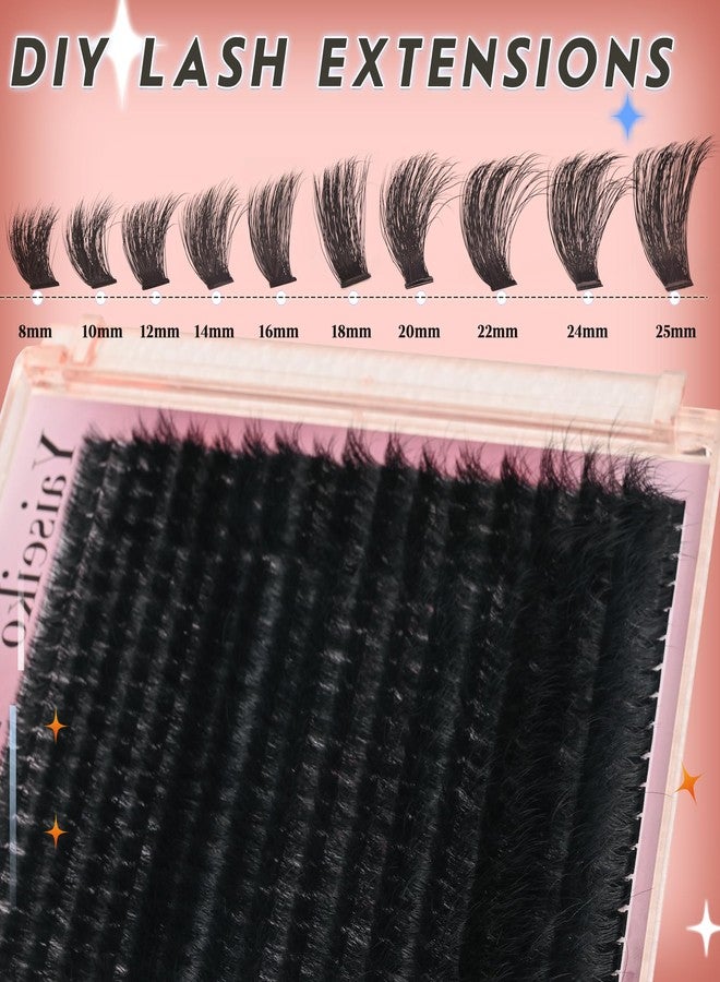 Yaiseiko Full Volume Lash Clusters 300D 8-25mm Thick Cluster Eyelash Extensions 340Pcs Wispy 3D Individual Lashes Waterproof Mega Eyelash Clusters Soft False Eyelashes Big Pack, by Yaiseiko - Image 3
