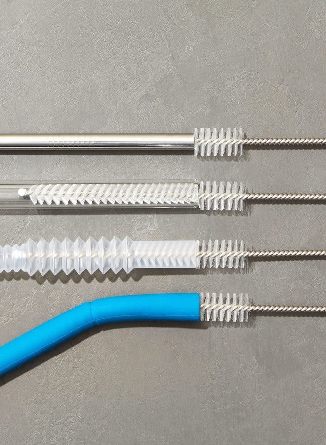 Juvale Straw Cleaner Brush - 12 In, Silver & White, 4-Pack - Stainless Steel Straw Cleaner Brush for Water Bottles & Pipes with Flexible Nylon Tip for Narrow Openings - Image 3