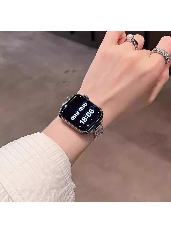 Chensong سوار ساعة جديد سماوي نجمي لـ Huawei Watch Fit 3/Fit 4/4 Pro، سوار معصم ماسي كامل مع سلسلة معدنية عالية الجودة للنساء، فضي - Image 4