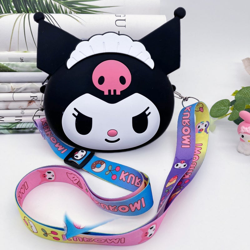 Creative Kids Silicone Crossbody Coin Purse Cartoon Princess Bag crown black 