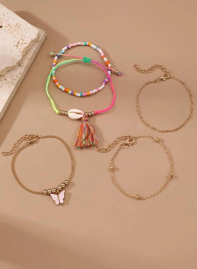 تايك تو طقم خلخال بخرز بوهيمي للأطفال 5 قطع