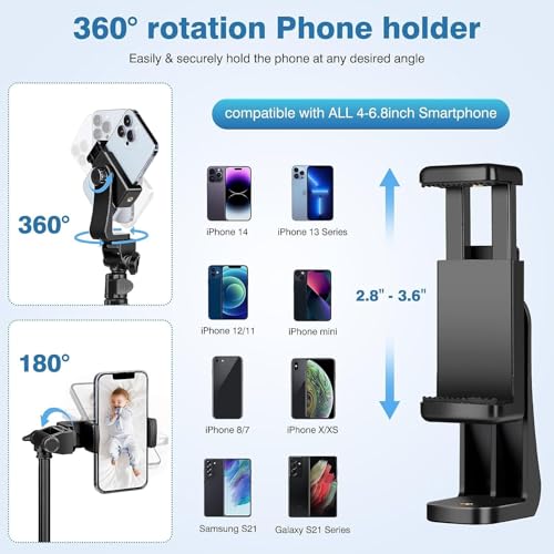 Hold Up Selfie Stick Tripod Camera Tripod Phone Holder andTripod Stand 360 Degree with Bluetooth Remote for iPhone Samsung Camera Stand Video Recording Vlog - Image 5