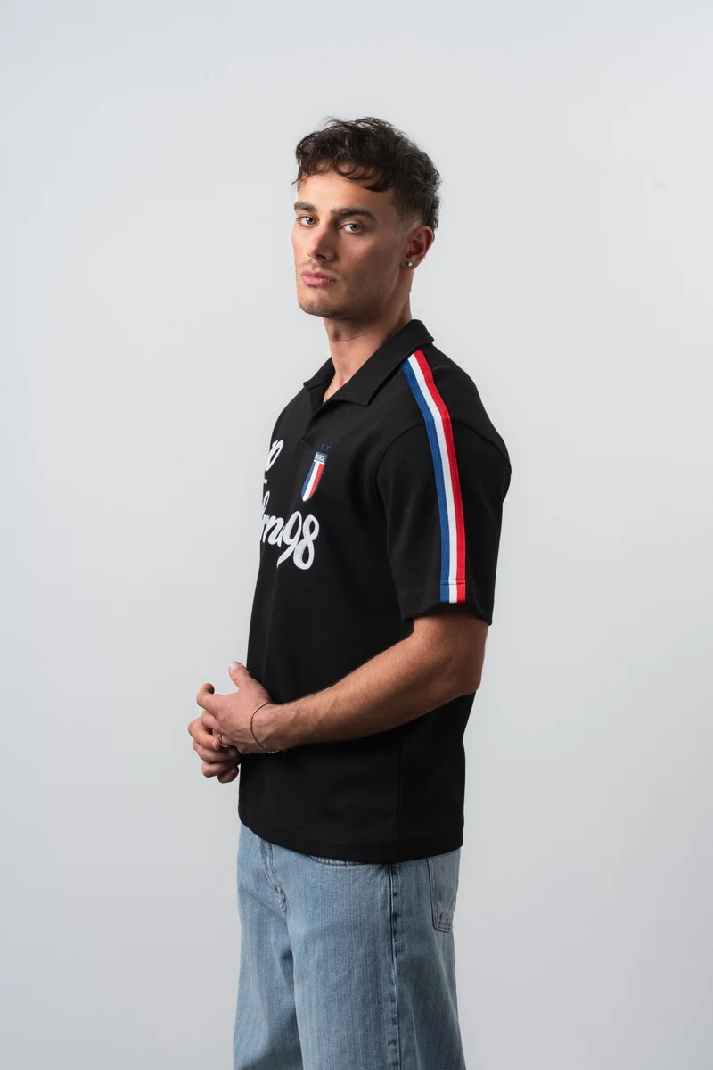 RESPIRE Men's France Retro Jersey T-Shirt Black