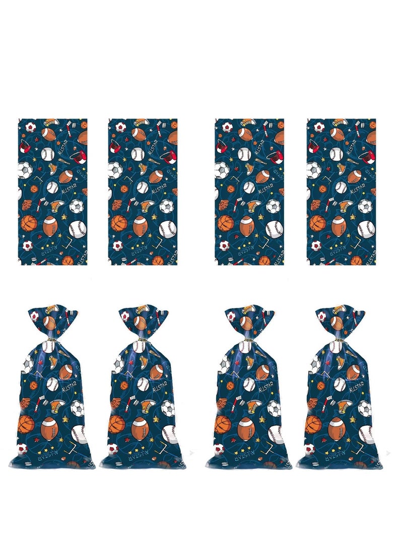 Excefore 50 Cellophane Treat Bags with Twist Ties, Baseball, Soccer, Football, Basketball Themed Goodies for Birthdays - Image 5