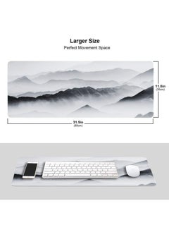 KASTWAVE Gaming Mouse Pad Black and White Plum Bossom Cherry Blossom, Extended Large Mouse Mat Desk Pad, Stitched Edges Mousepad, Long Non-Slip Rubber Base Mice Pad (31.5x11.8x0.12 Inch, A4)  - Image 2