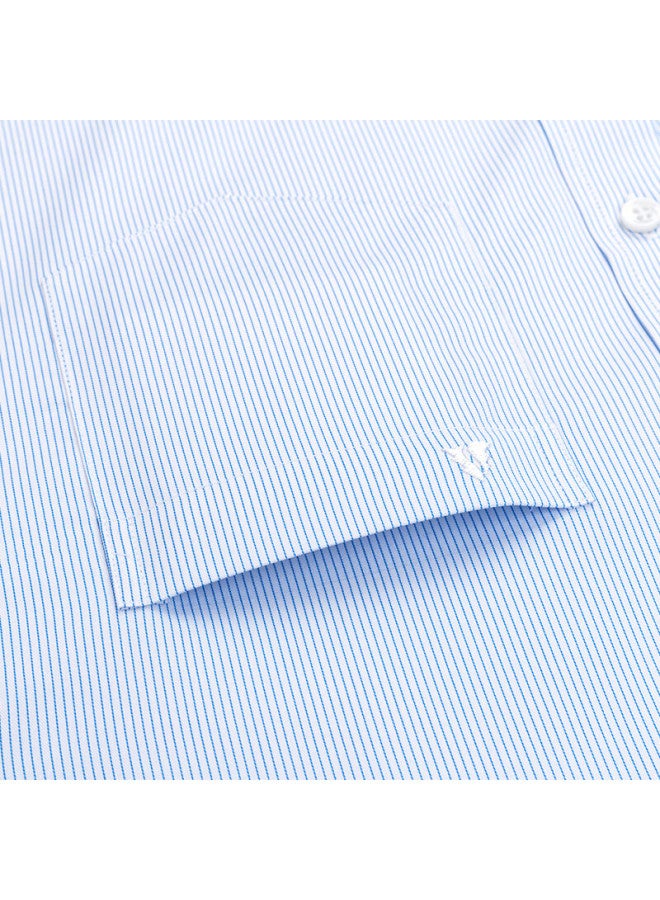 Firs Men'S Business Casual Long Sleeve Shirt With Wrinkle-Resistant Bamboo Fiber Elasticity Blue Stripe 42 - Image 2