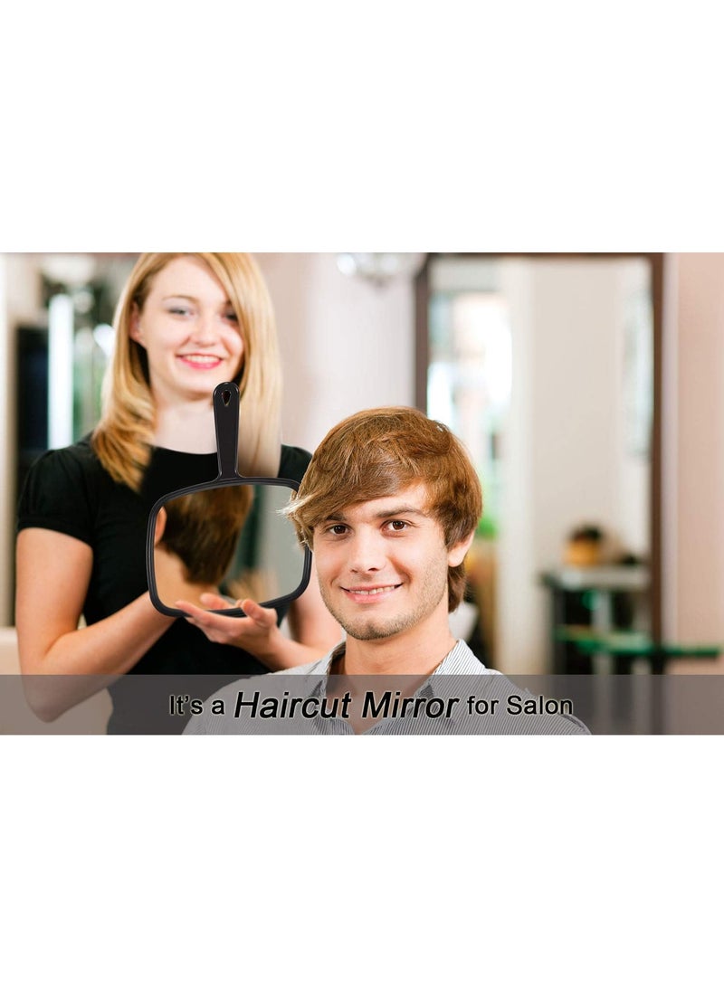 KISSUN Hand Mirror, 10.3" L x 7.4" W Salon Barber Hairdressing Handheld Mirror with Handle, Black - Image 4