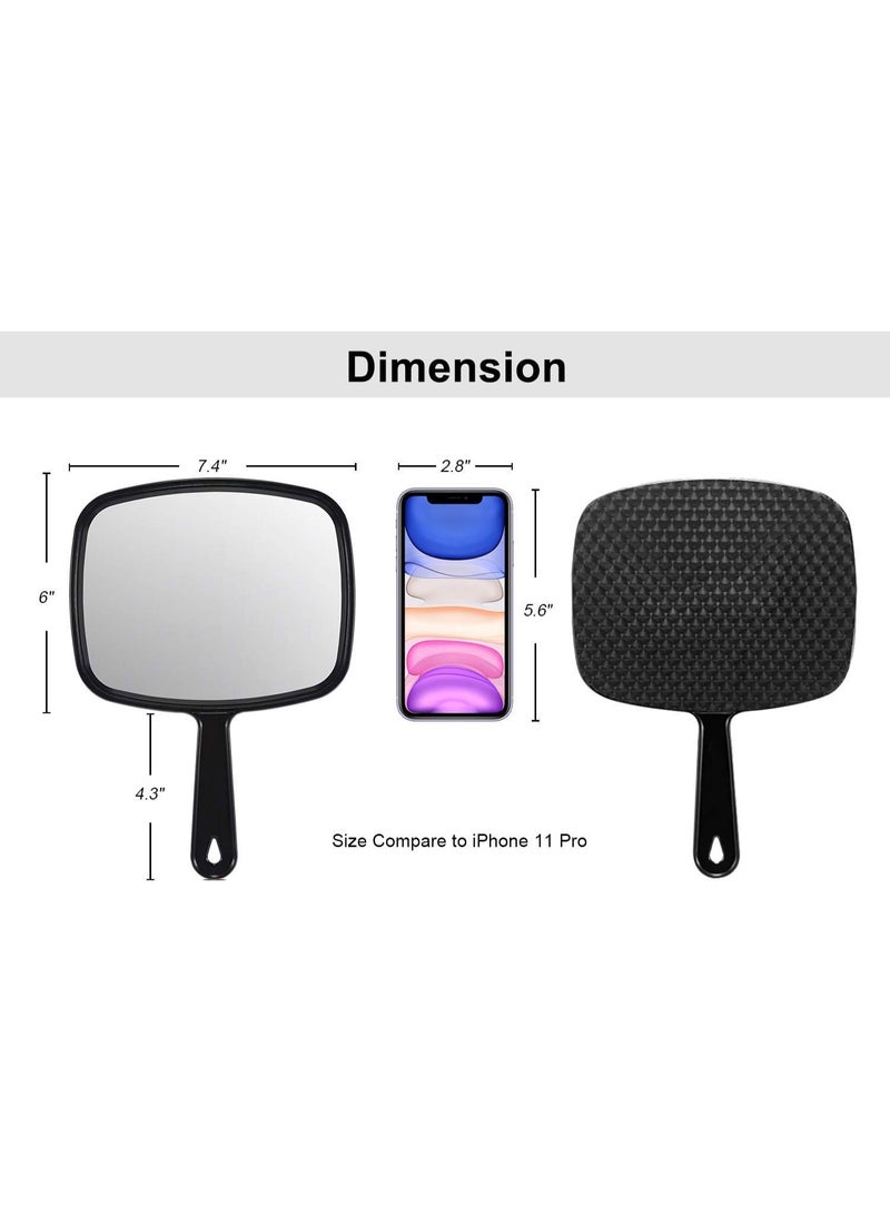 KISSUN Hand Mirror, 10.3" L x 7.4" W Salon Barber Hairdressing Handheld Mirror with Handle, Black - Image 2