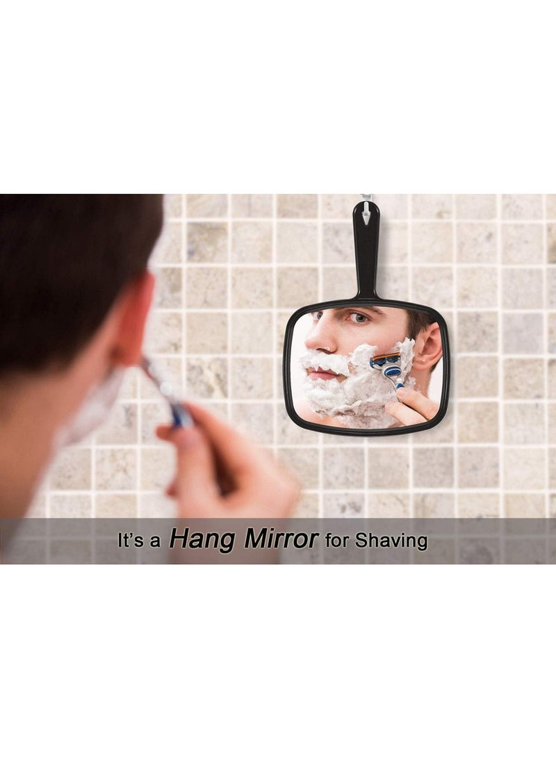 KISSUN Hand Mirror, 10.3" L x 7.4" W Salon Barber Hairdressing Handheld Mirror with Handle, Black - Image 3