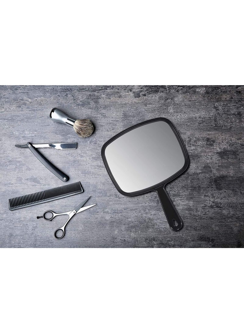 KISSUN Hand Mirror, 10.3" L x 7.4" W Salon Barber Hairdressing Handheld Mirror with Handle, Black - Image 5