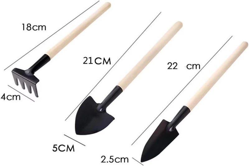 Typutomi Mini Garden Tool Set of 3, Indoor Hand Planting Tools Small Spade Rake Succulent Soil Tools for Transplanting Seedlings, Vegetable Seedlings - Image 3