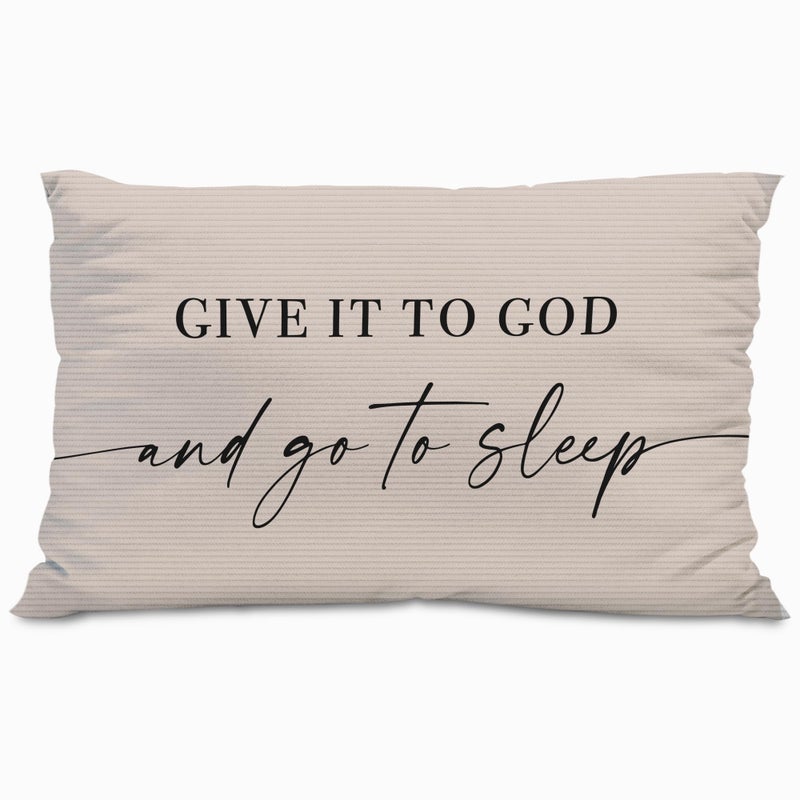 Knibeo Give It to God and Go to Sleep  Decorative Corduroy Pillows Cover for Bed Corduroy Pillows Cover for Bed 12x20 Inch Pillow Case Decorative Corduroy Pillows Cover for Room(Tawny 12"" x 20"") - Image 1