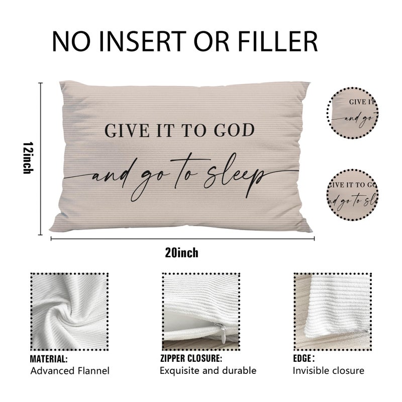 Knibeo Give It to God and Go to Sleep  Decorative Corduroy Pillows Cover for Bed Corduroy Pillows Cover for Bed 12x20 Inch Pillow Case Decorative Corduroy Pillows Cover for Room(Tawny 12"" x 20"") - Image 2